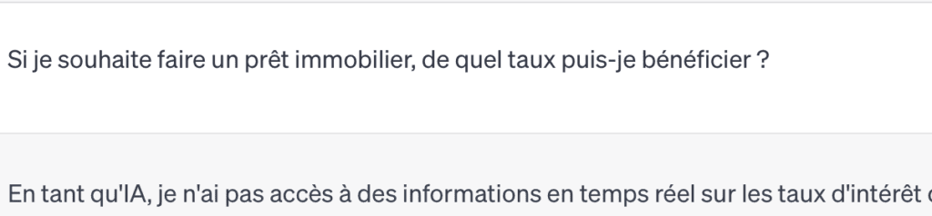 Les limites de chat GPT pour les questions de crédit et taux