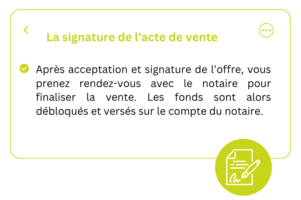 La signature de l'acte de vente