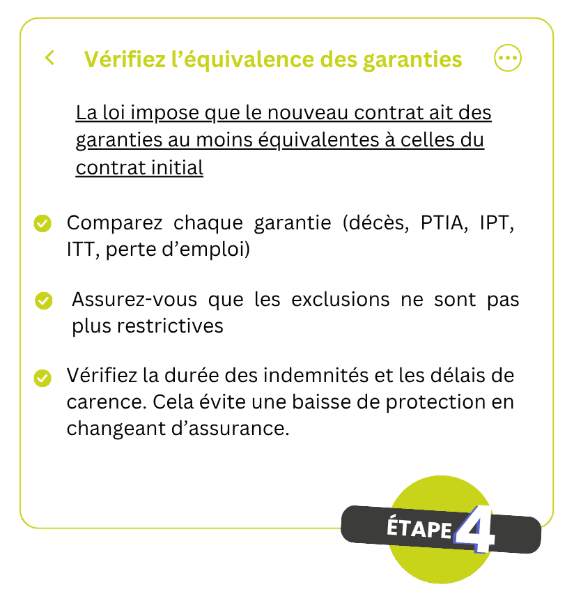 Etape 4 : Vérifiez l'équivalence des garanties