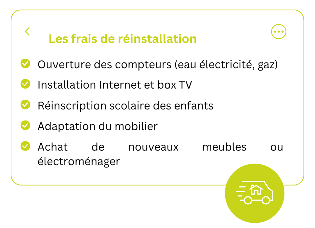 Les frais de réinstallation